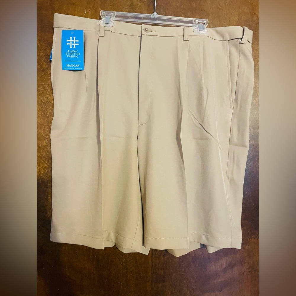Men’s Big & Tall Haggar Cool 18 Pro Pleated Shorts 44W Khaki